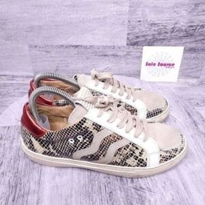 Piranha V22L Suede Sneaker Viper Snake Nude Tan Red sz 37 Women's sz 6.5